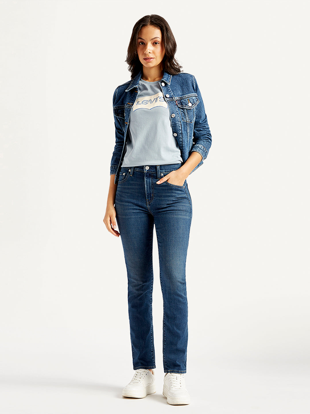 Women's 724 Blue Straight Fit High Rise Jeans