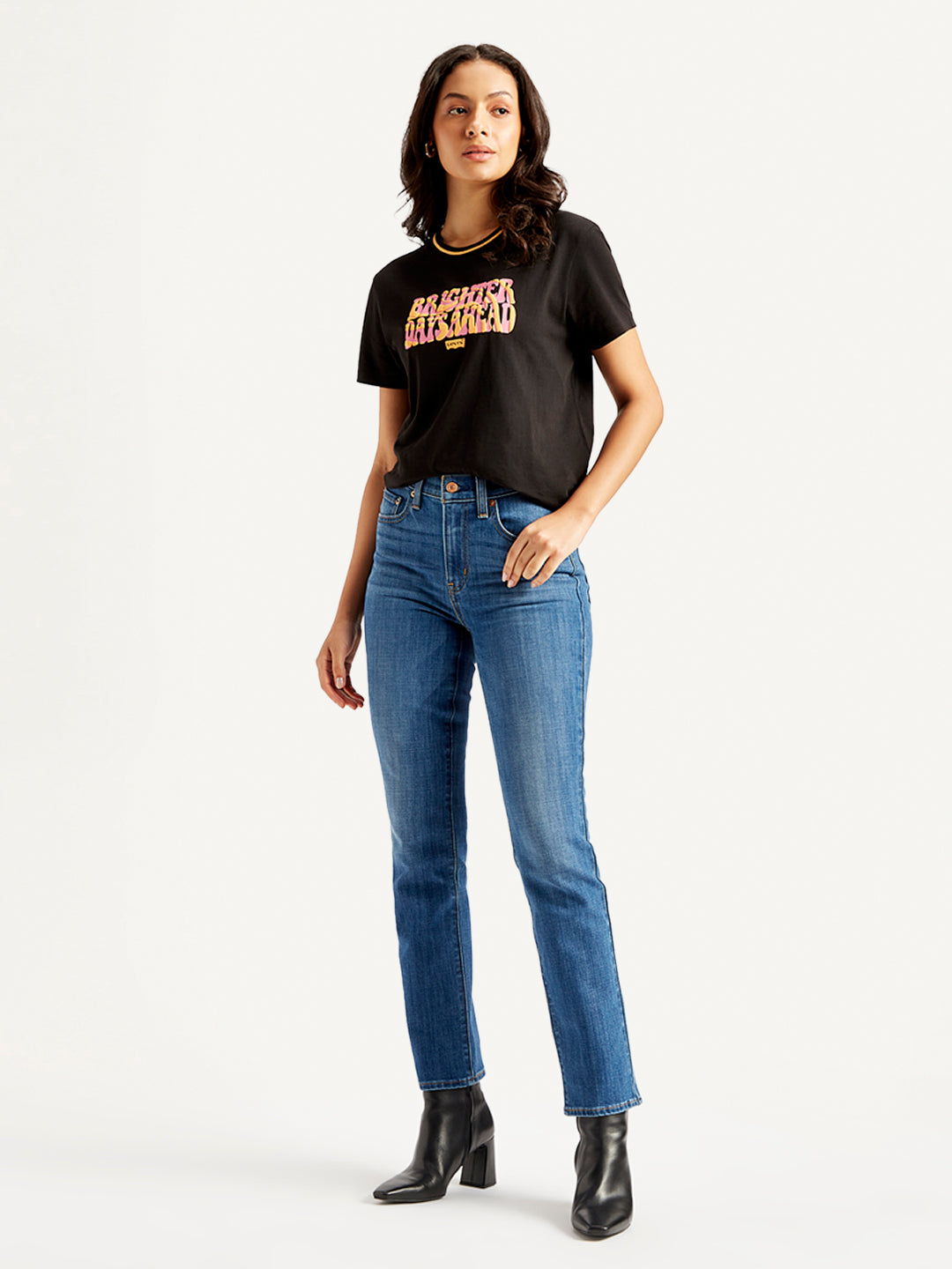 Women's 724 Blue Straight Fit High Rise Jeans