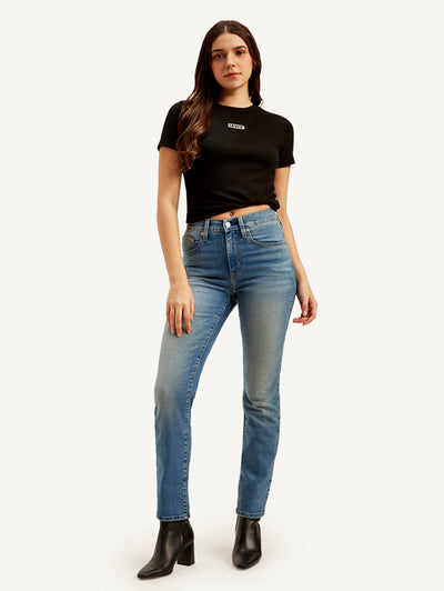 Women's 724 Blue Straight Fit High Rise Jeans