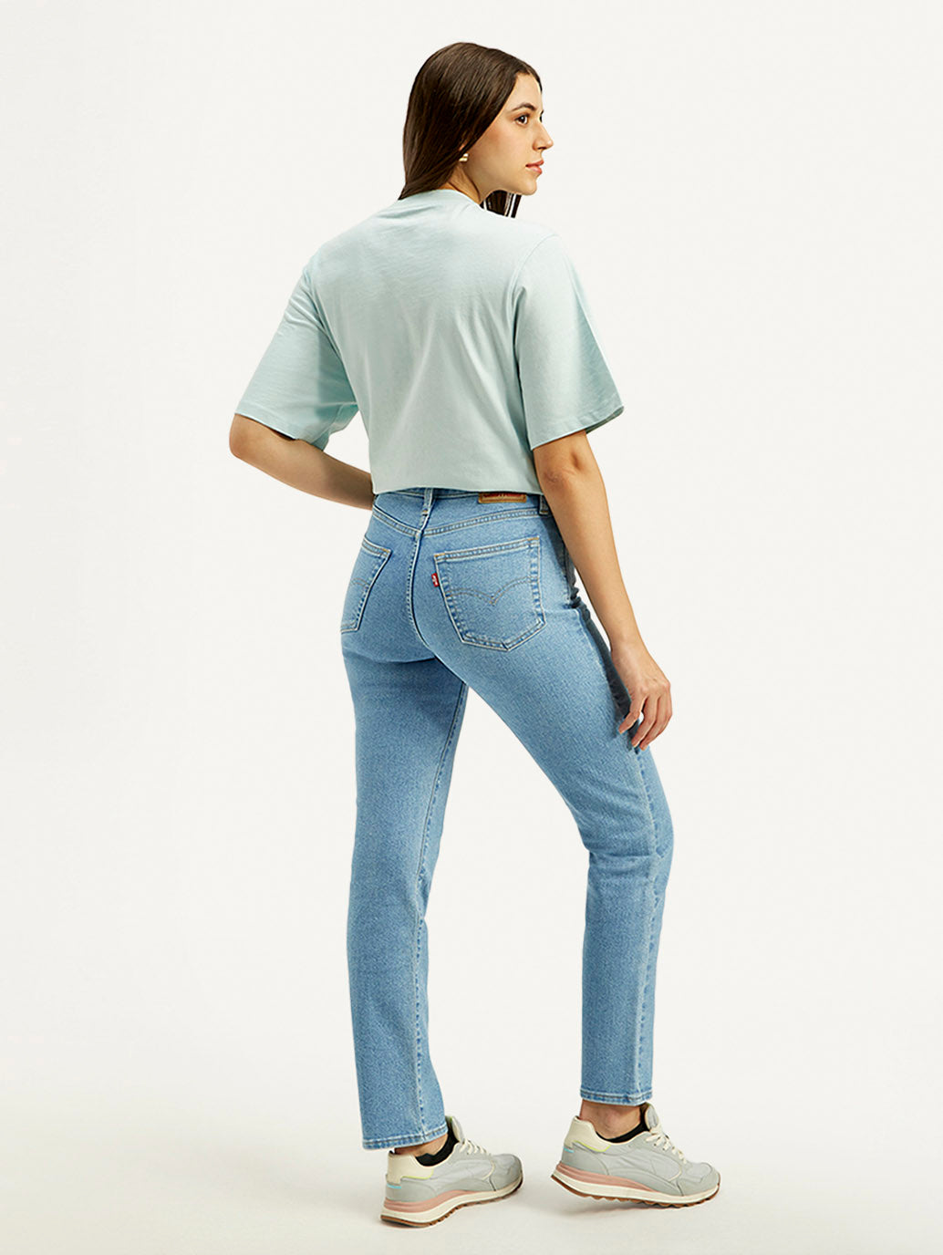 Women's 724 Blue Slim Straight Fit High Rise Jeans - Back View