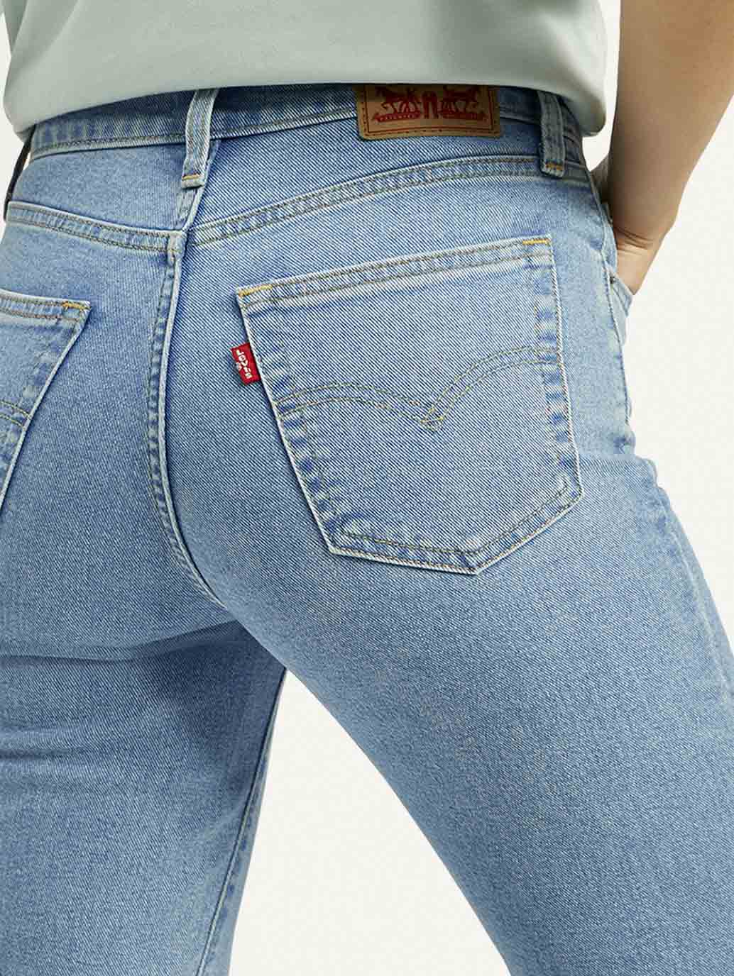 Women's 724 Blue Slim Straight Fit High Rise Jeans - Detail View
