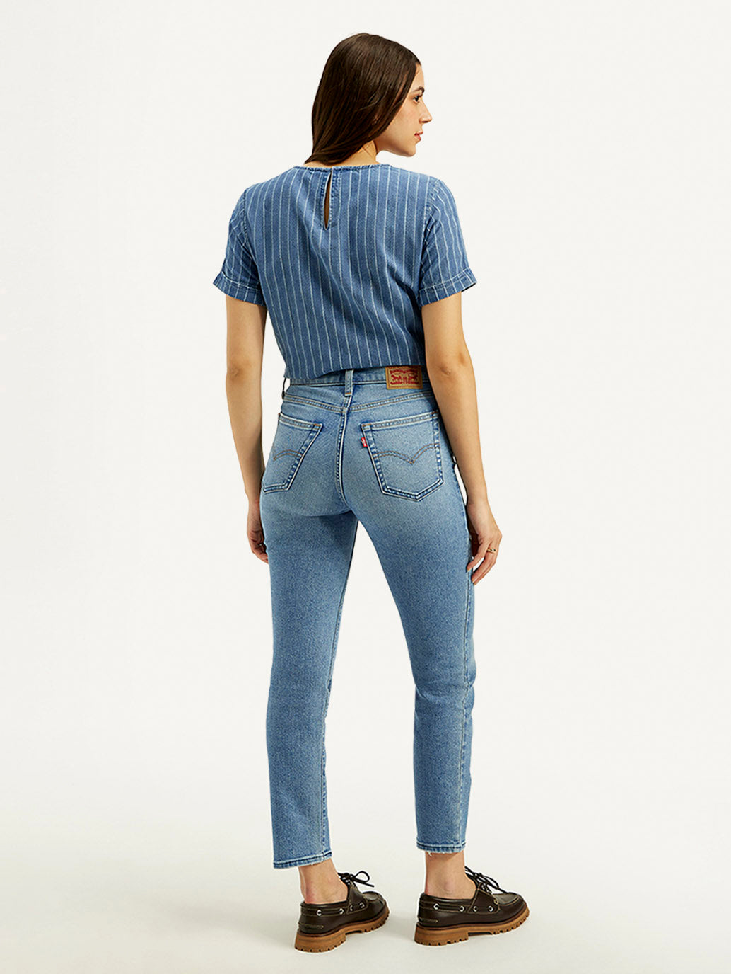 Women's 724 Light Blue Slim Straight Fit High Rise Jeans - Back View