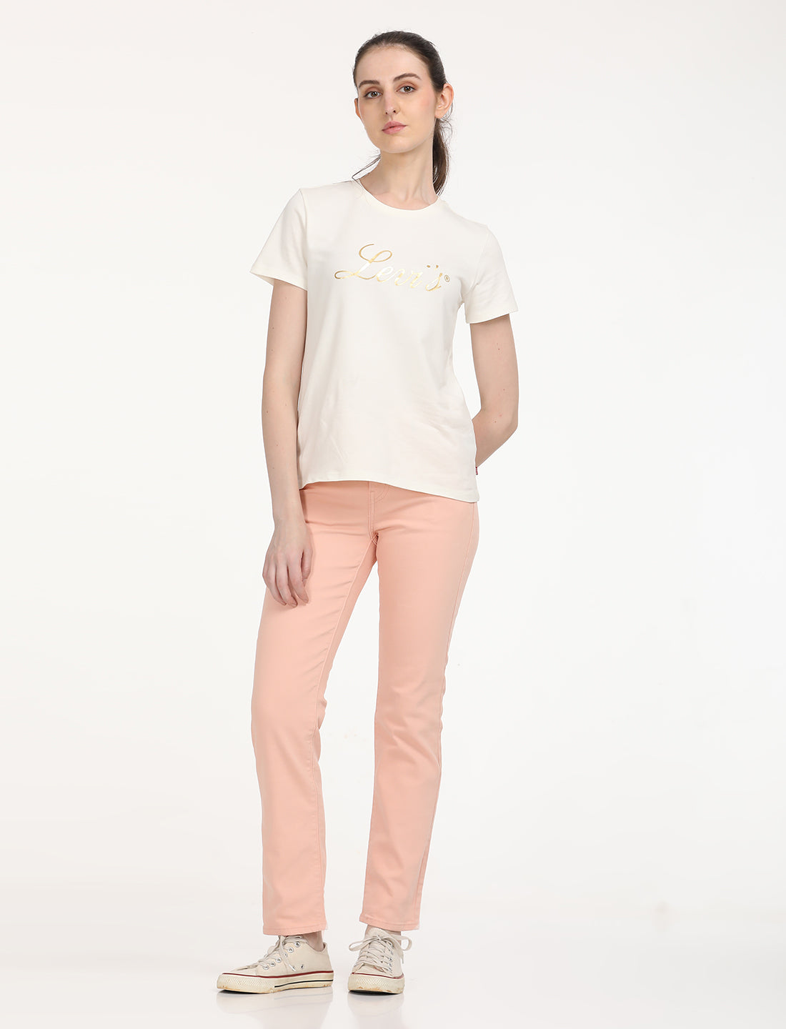 Women's 726 Peach Flared Fit Mid Rise Jeans - 7 View