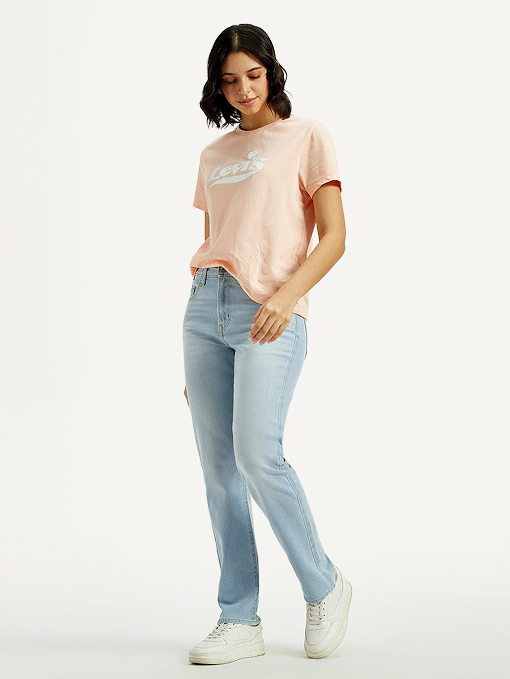 Women's 724 Light Indigo Straight Fit High Rise Jeans - Styleshot View