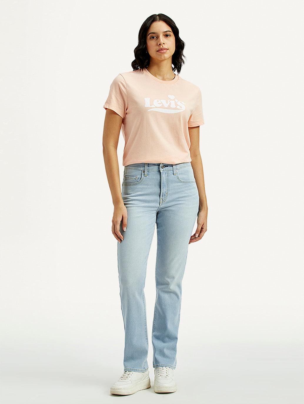 Women's 724 Light Indigo Slim Straight Fit High Rise Jeans - Front View