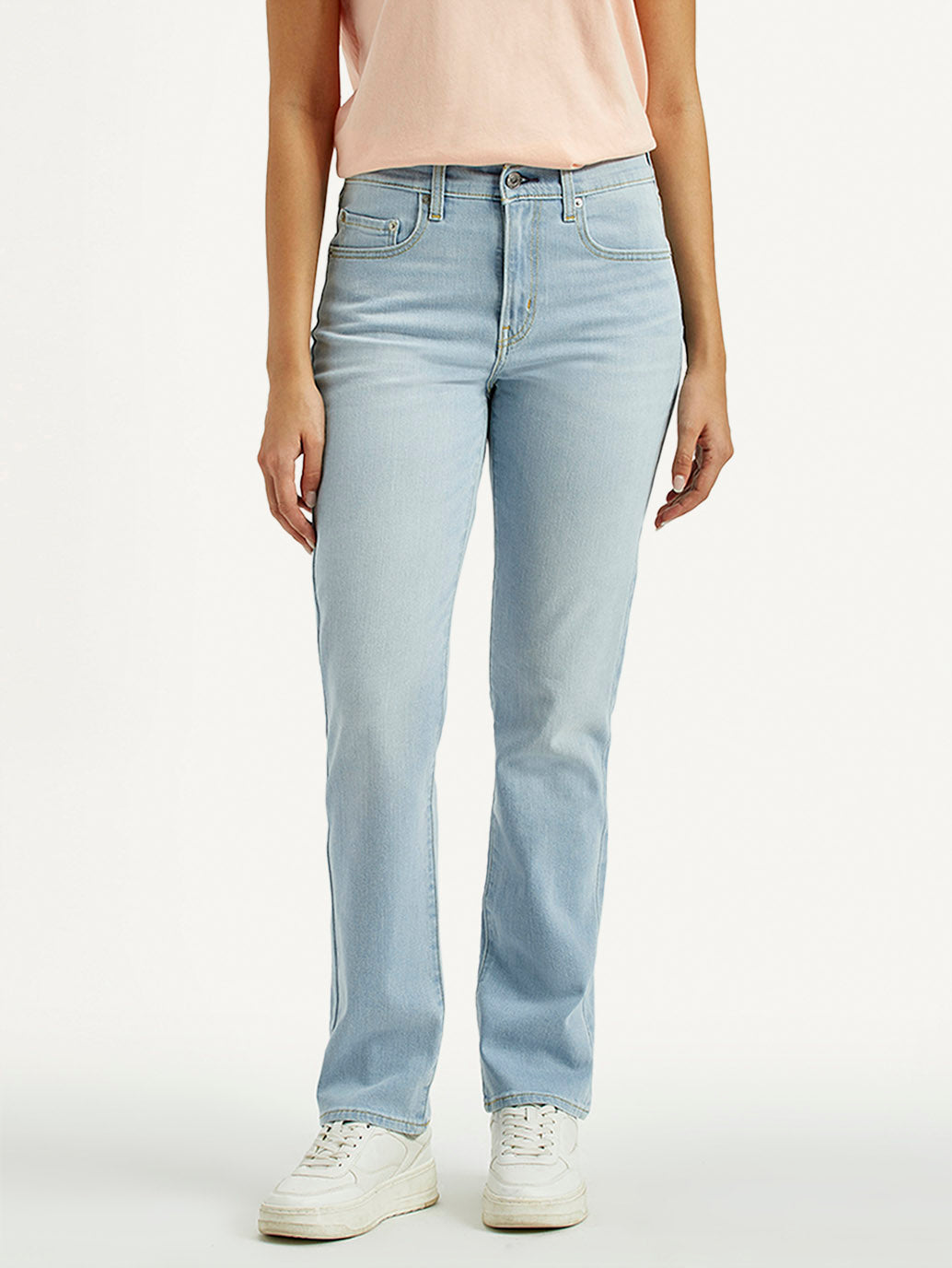 Women's 724 Light Indigo Slim Straight Fit High Rise Jeans - Front View