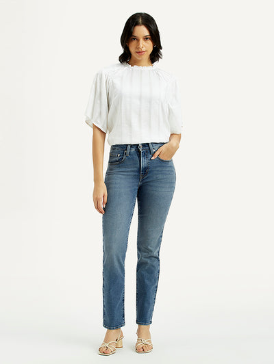 levi's Women's 724 Med Indigo Straight Fit High Rise Jeans-picture-10