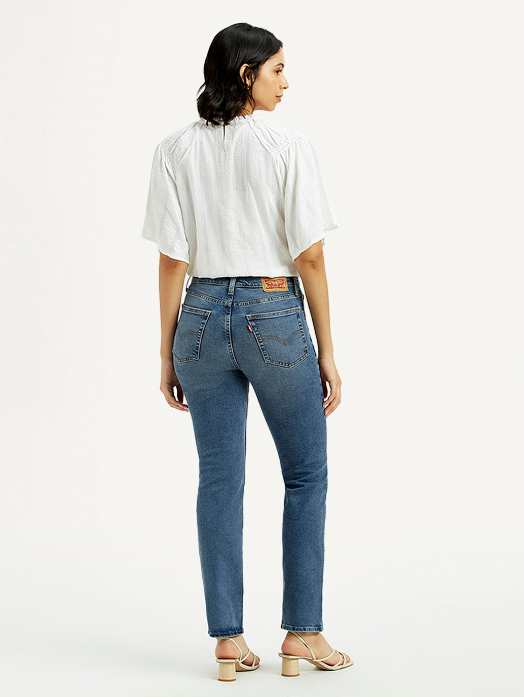 Women's 724 Med Indigo Slim Straight Fit High Rise Jeans - Back View