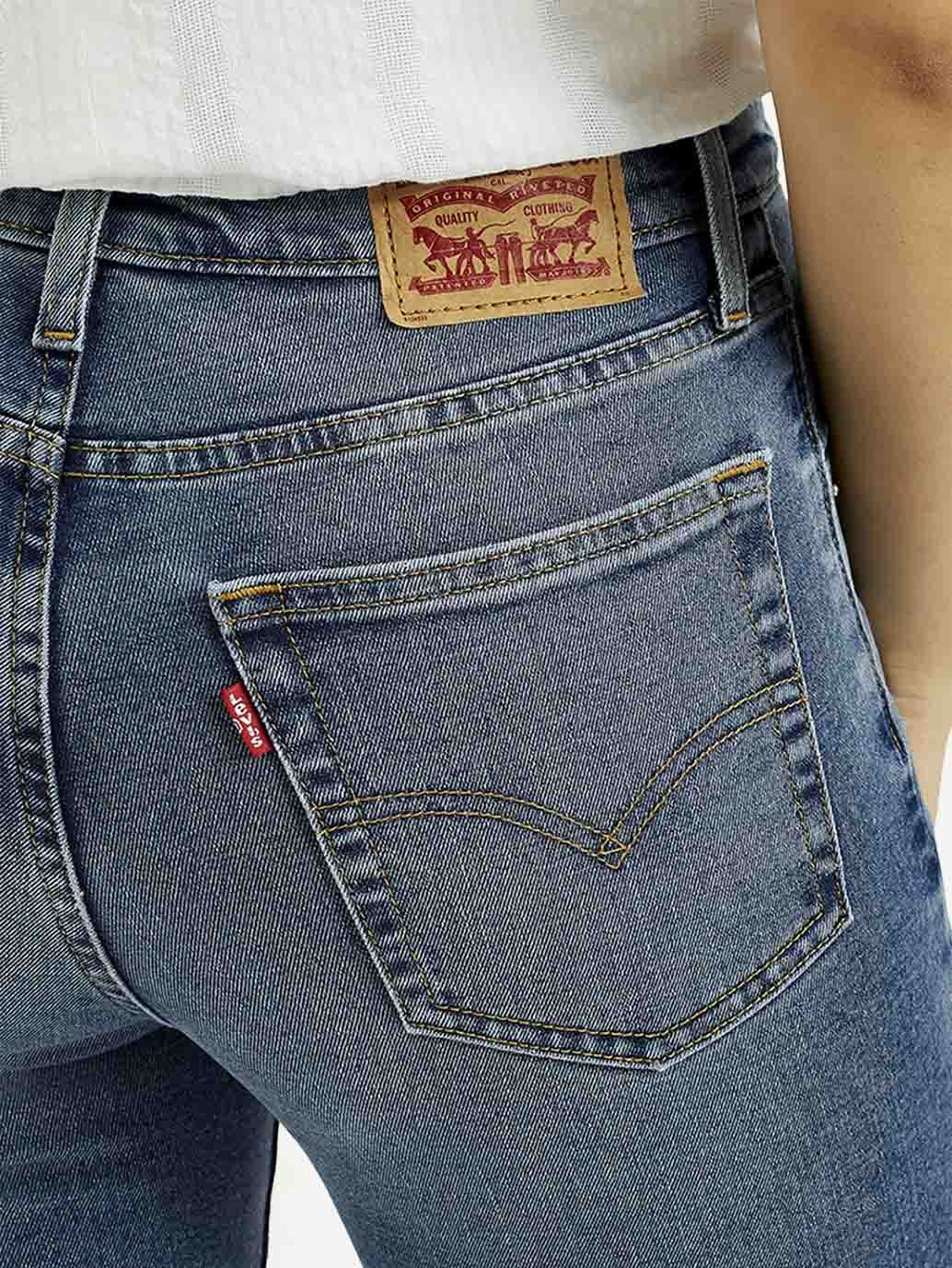 Women's 724 Med Indigo Slim Straight Fit High Rise Jeans - Detail View