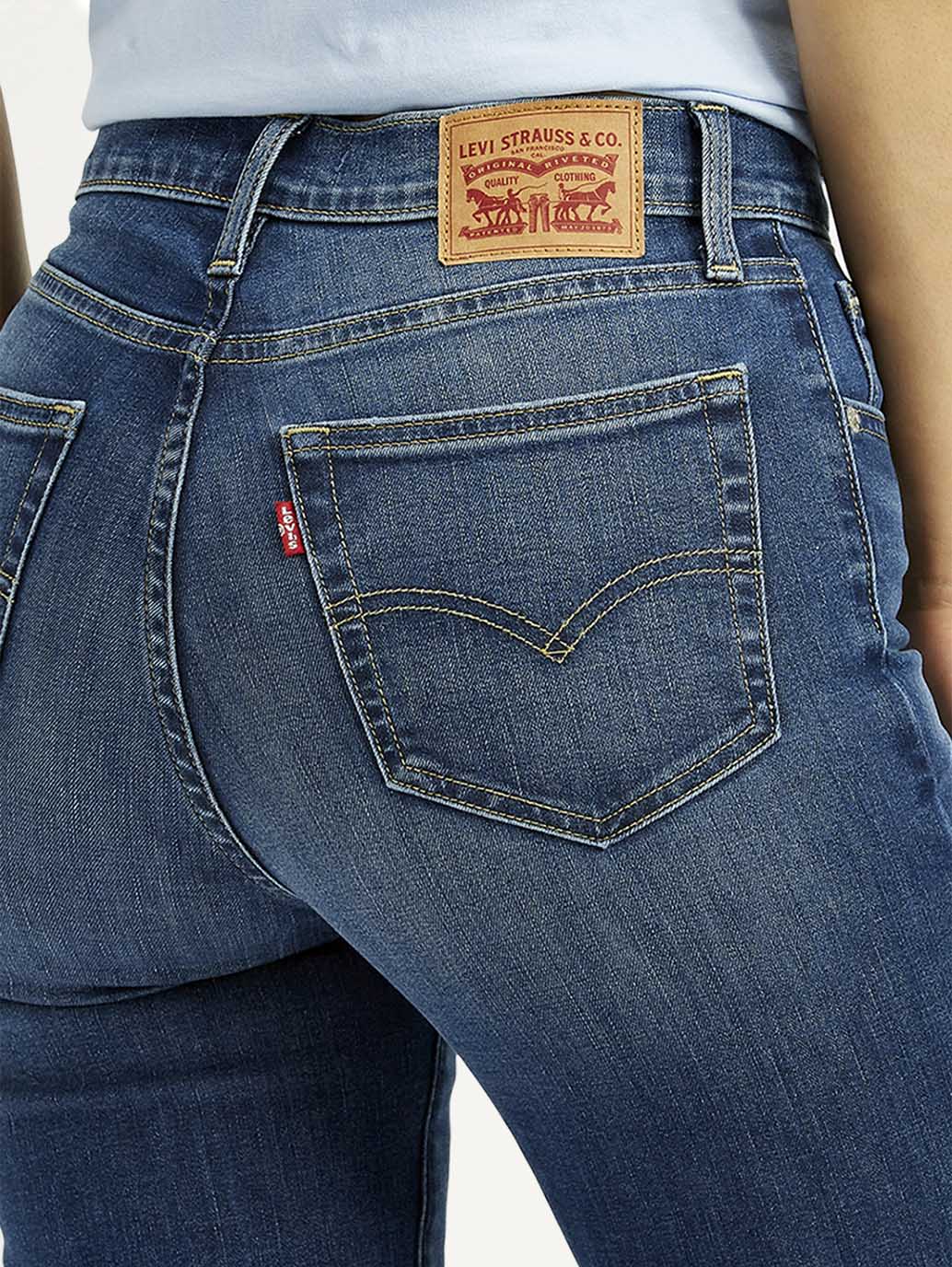 Women's 724 Blue Slim Straight Fit High Rise Jeans - Detail View