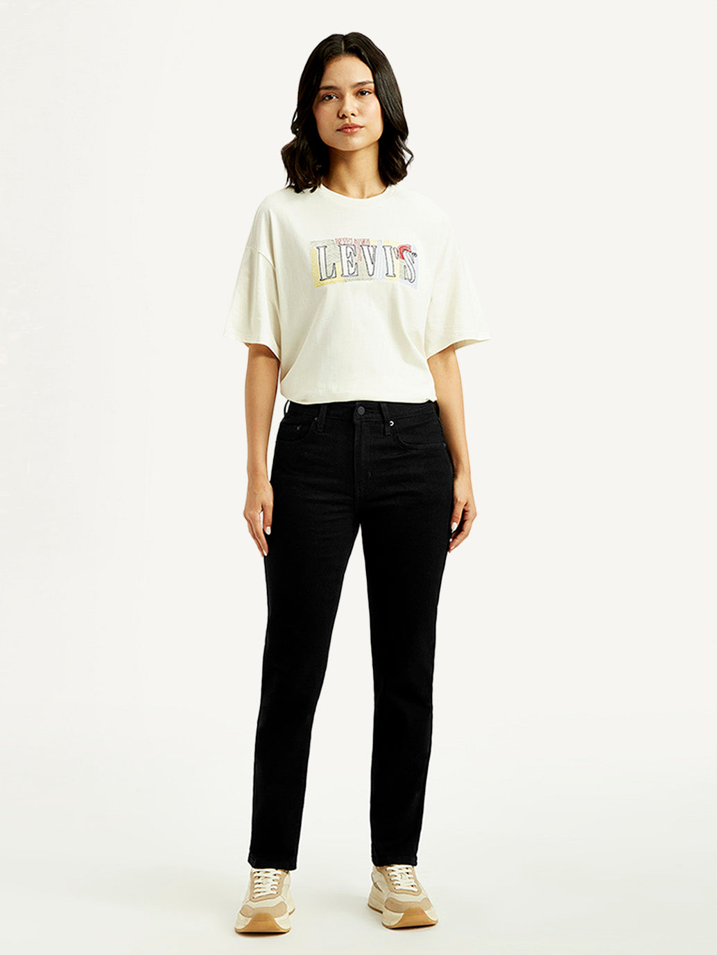 Women's 724 Black Straight Fit High Rise Jeans