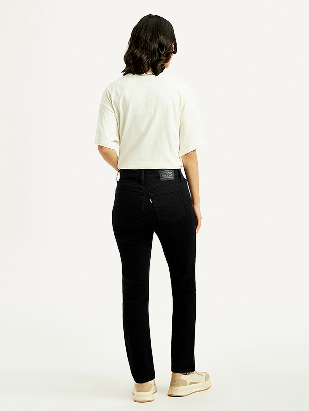 Women's 724 Black Straight Fit High Rise Jeans - Back View