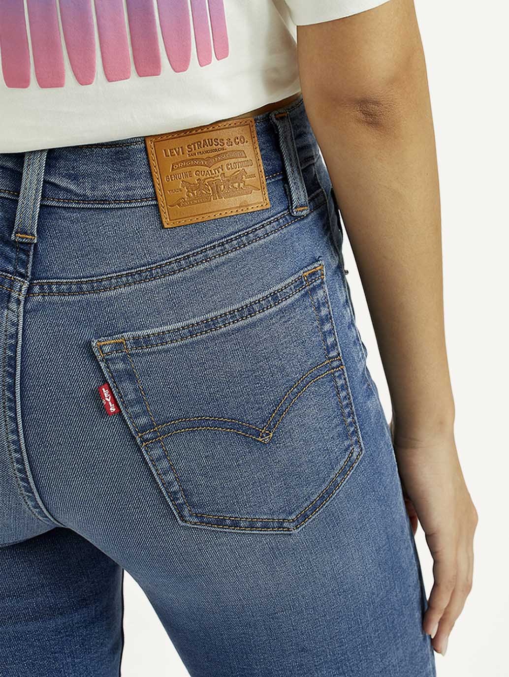 Women's 724 Med Indigo Straight Fit High Rise Jeans - Detail View