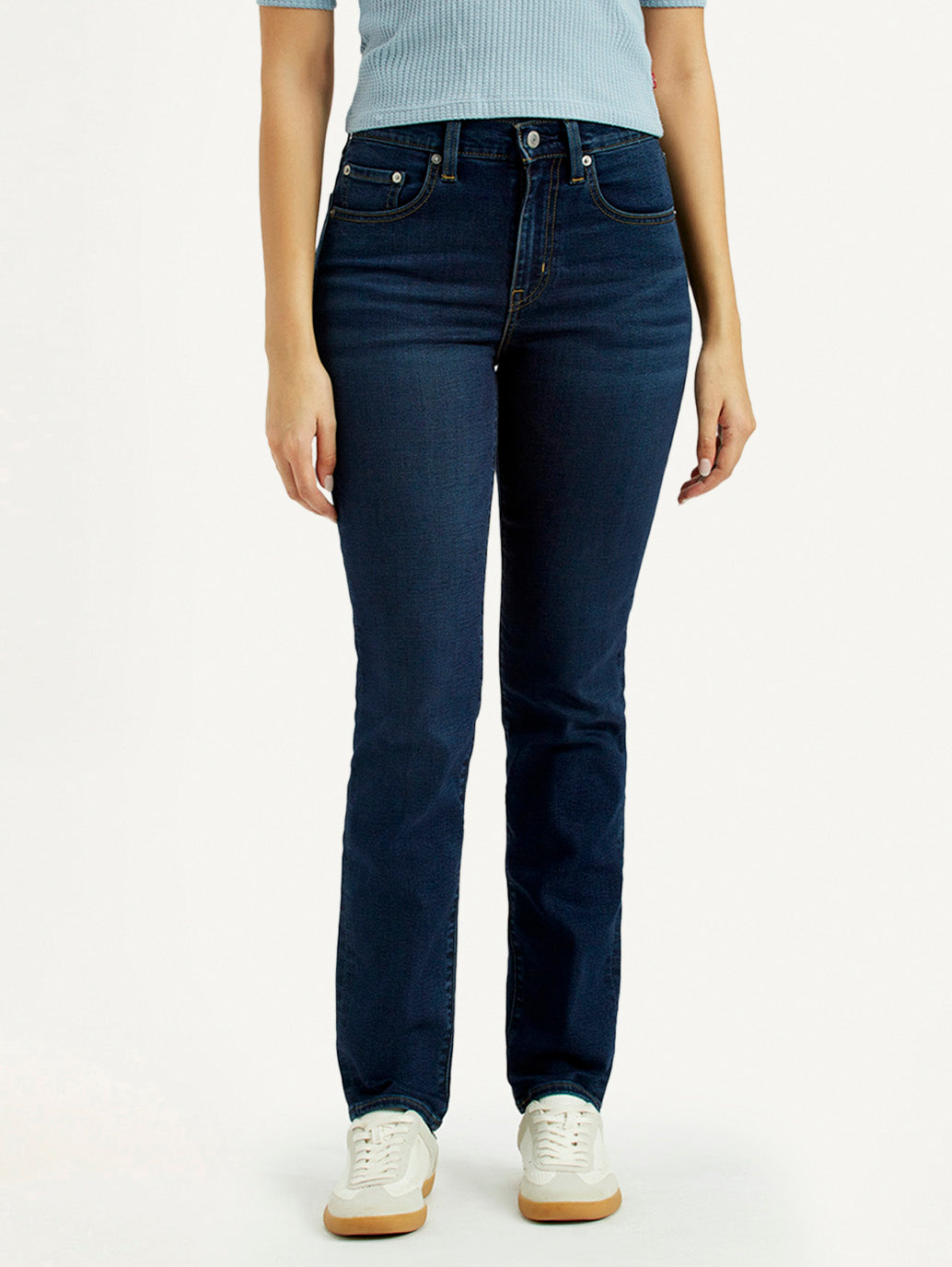 Women's 724 Dark-Blue Slim Straight Fit High Rise Jeans - Front View