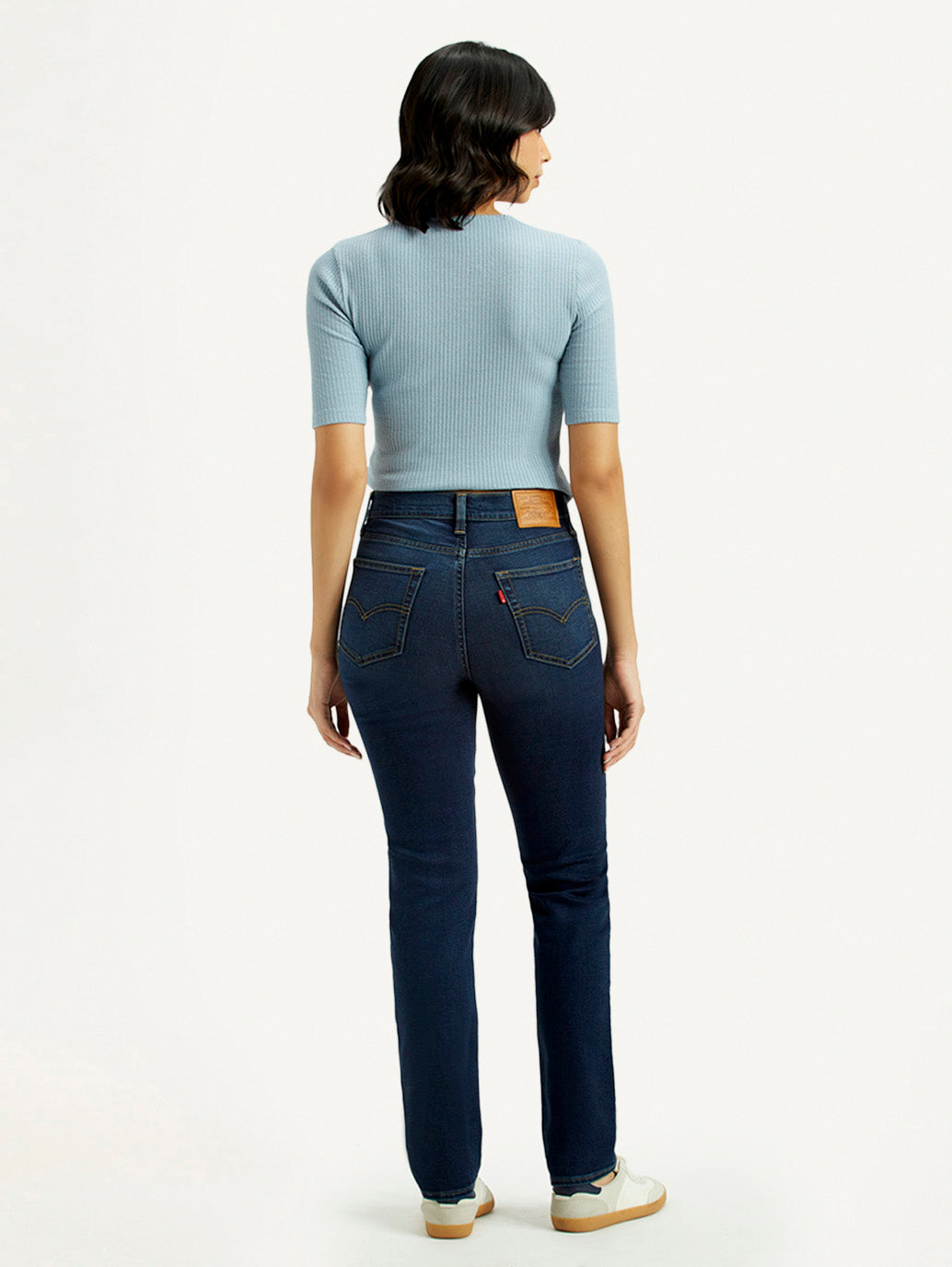 Women's 724 Dark-Blue Slim Straight Fit High Rise Jeans - Back View