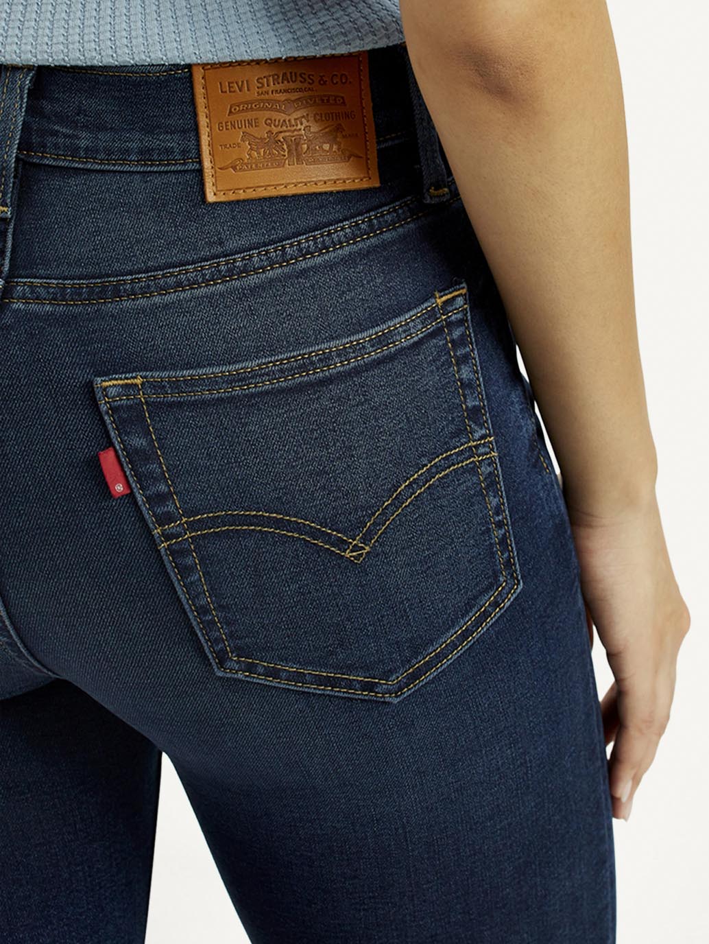 Women's 724 Dark-Blue Slim Straight Fit High Rise Jeans - Detail View