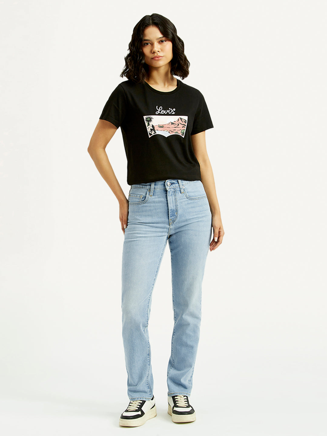 Women's 724 Light Blue Slim Straight Fit High Rise Jeans