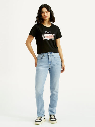 Women's 724 Light Blue Straight Fit High Rise Jeans