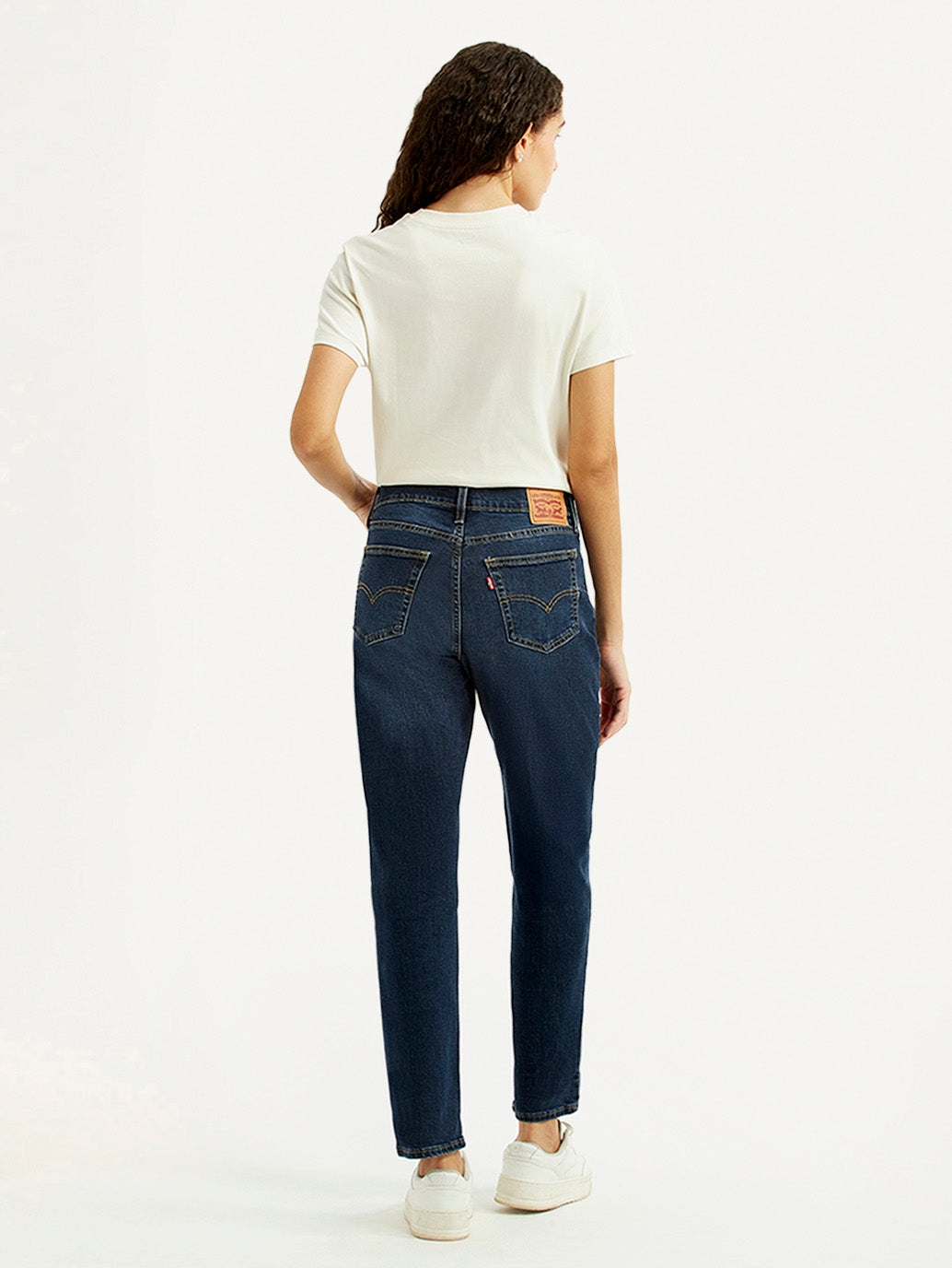 Women's 724 Navy Slim Straight Fit Mid Rise Jeans - Back View