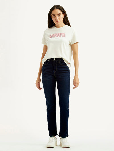 levi's Women's 724 Dark Blue Slim Straight Fit High Rise Jeans-picture-21