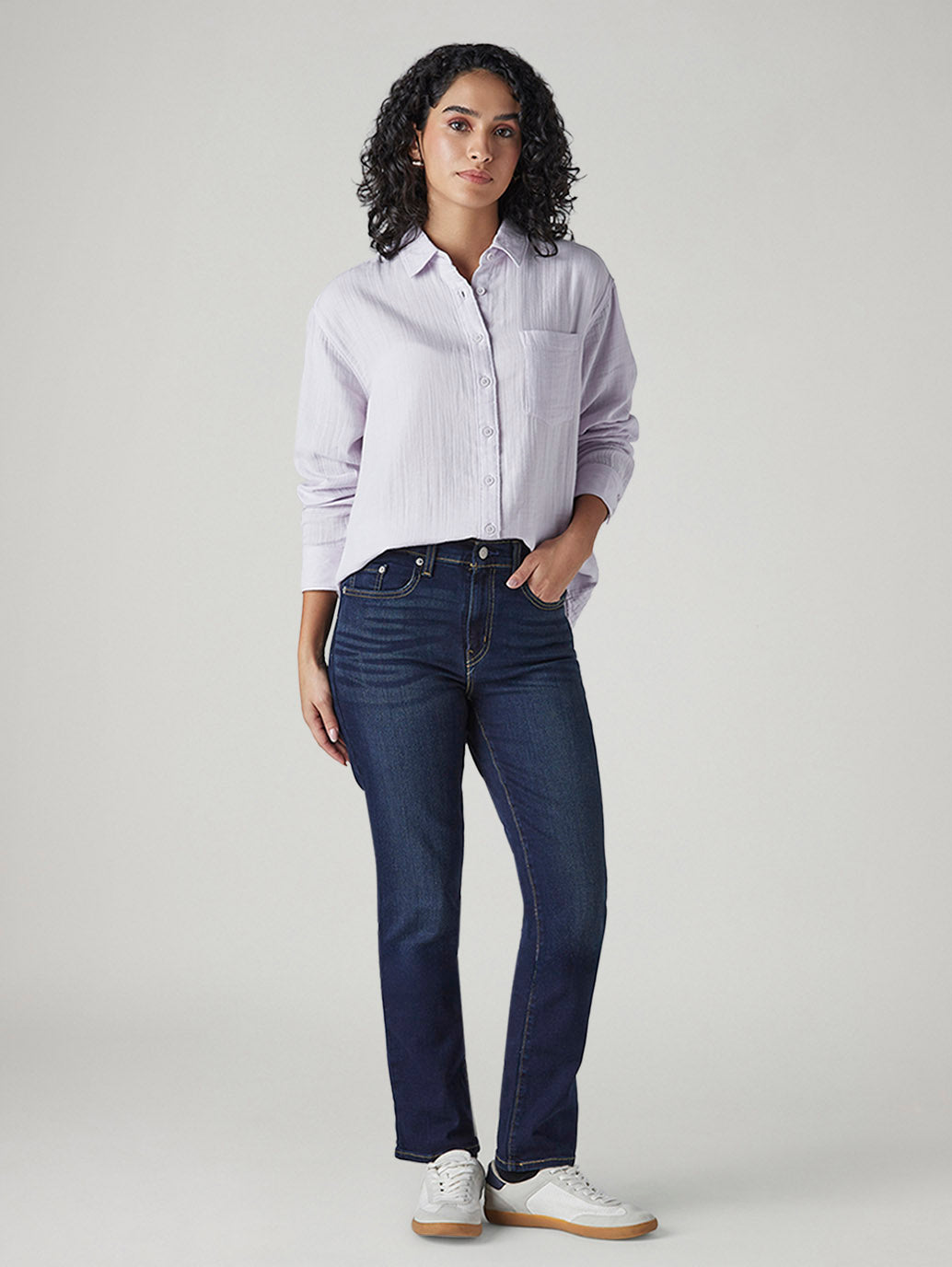Women's 724 Dark Blue Slim Straight Fit High Rise Jeans