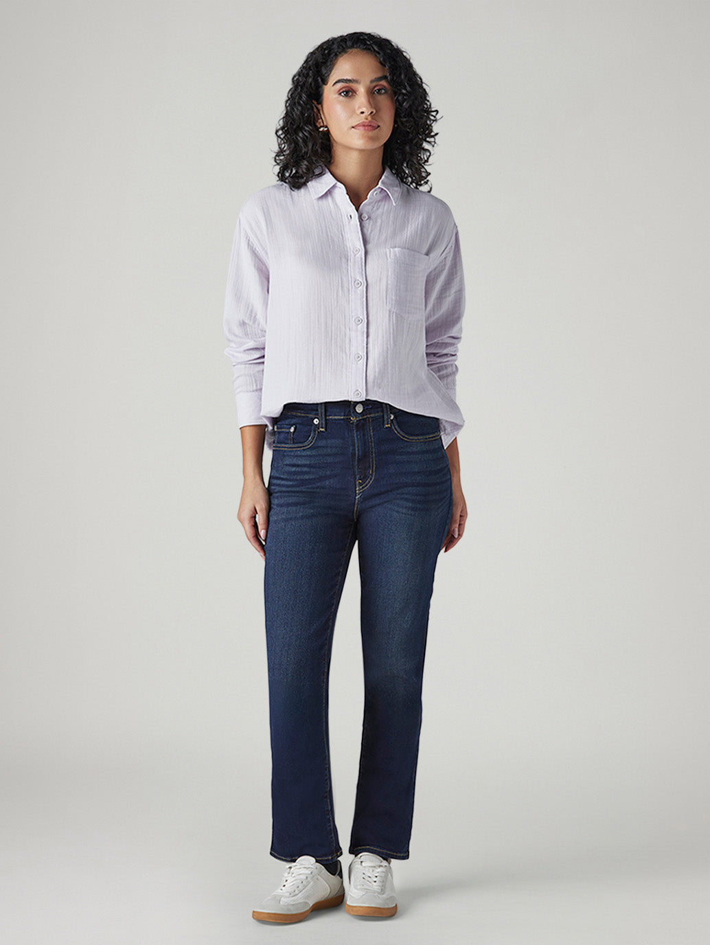 Women's 724 Dark Blue Slim Straight Fit High Rise Jeans - 4cf03f3f-59bb-45e7-8af2-80c40d3ccaa9 View