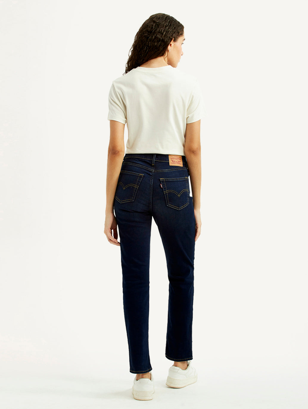 Women's 724 Dark Blue Slim Straight Fit High Rise Jeans - Back View