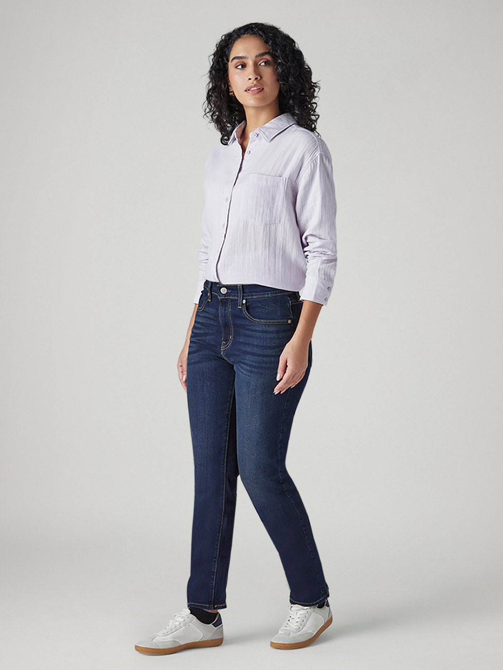 Women's 724 Dark Blue Slim Straight Fit High Rise Jeans - ccc092f1-9ad4-4d34-85fe-6bf6198cc3a4 View