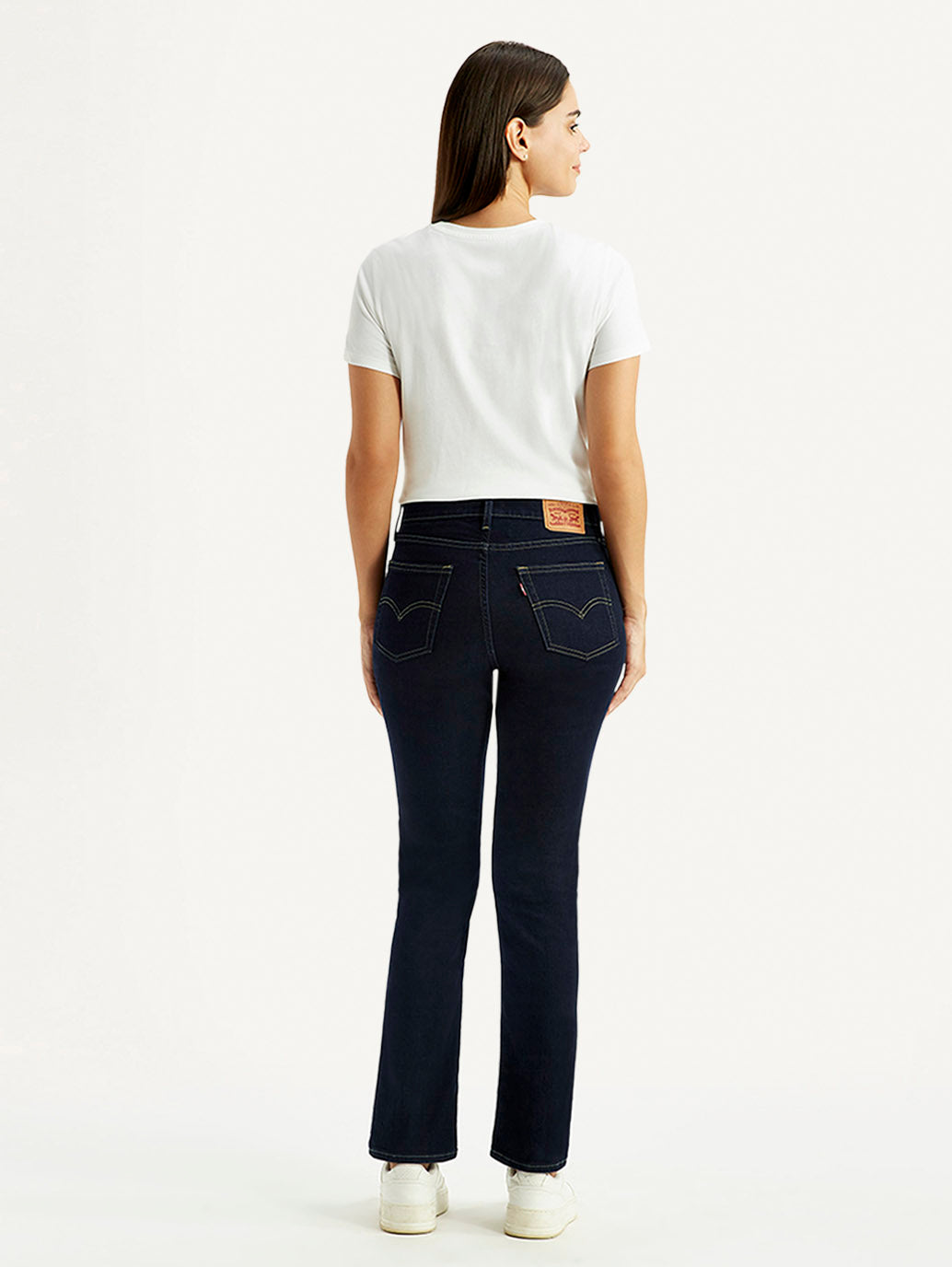 Women's 724 Navy Straight Fit High Rise Jeans - Back View