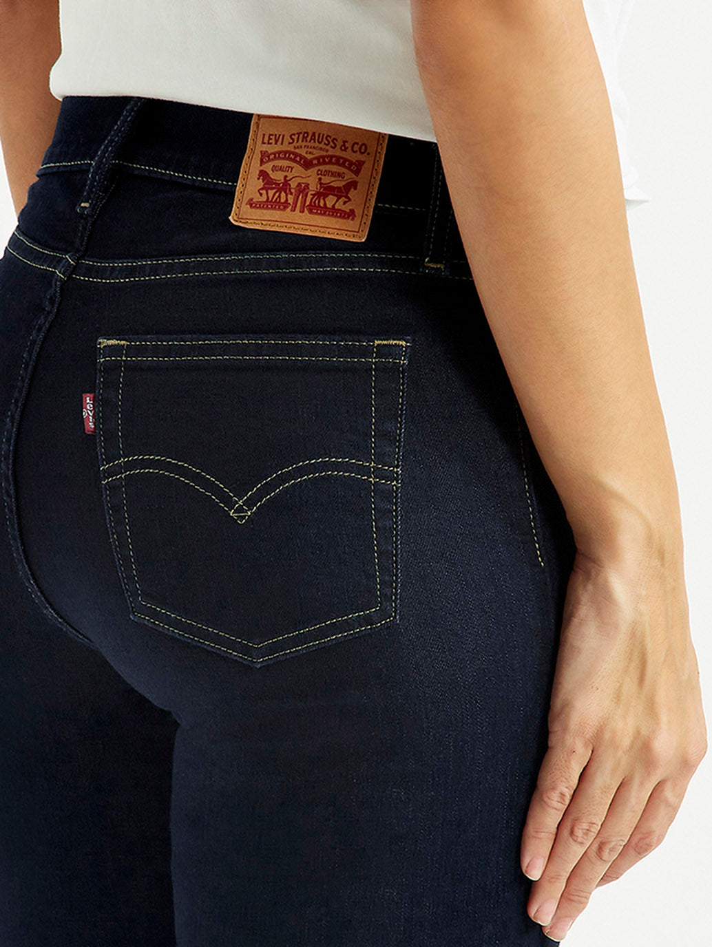 Women's 724 Navy Straight Fit High Rise Jeans - Detail View
