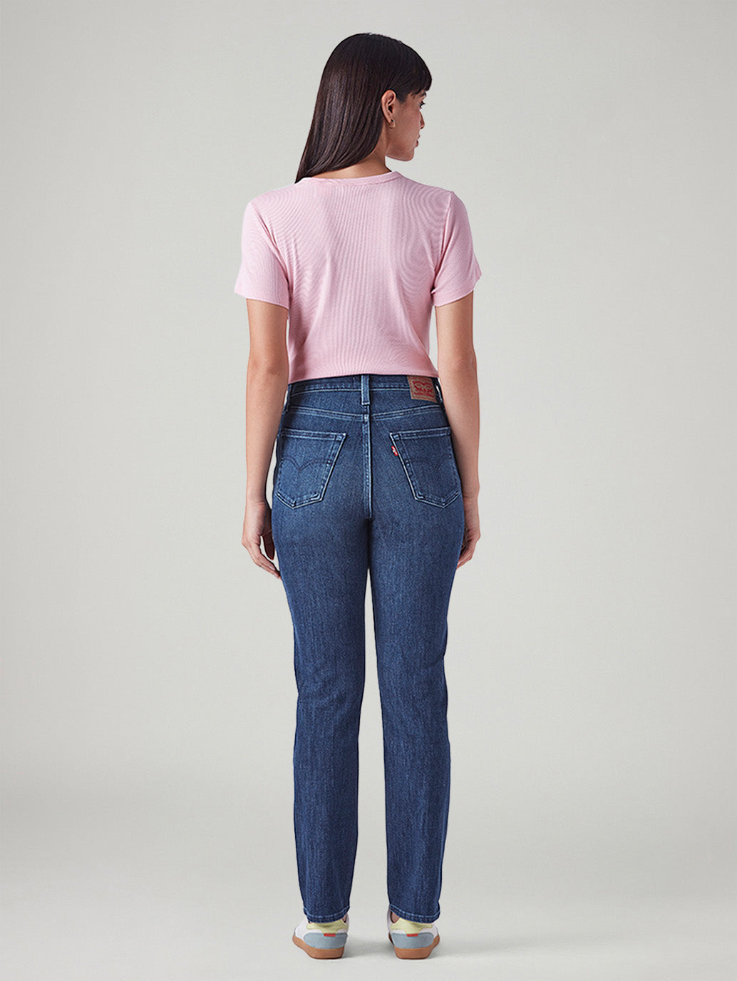 Women's 724 Blue Slim Straight Fit High Rise Jeans - Back View