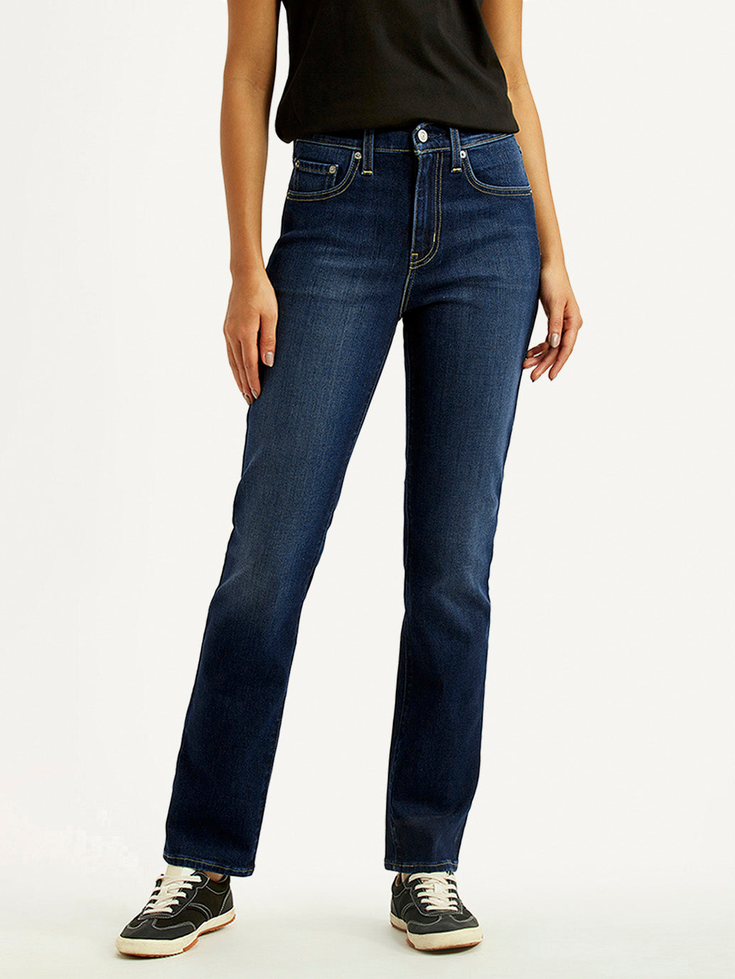 Women's 724 Dark Indigo Slim Straight Fit High Rise Jeans - Front View