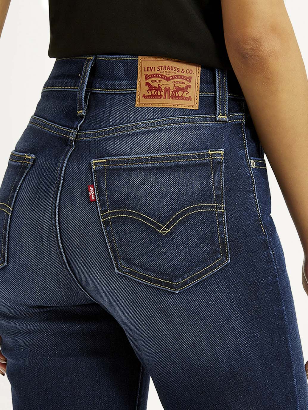 Women's 724 Dark Indigo Slim Straight Fit High Rise Jeans - Detail View