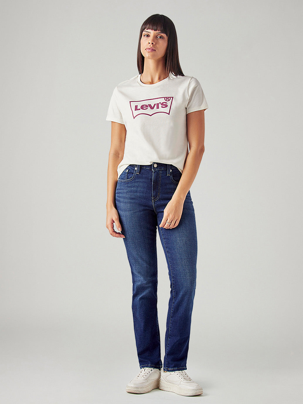 Women's 724 Dark Blue Slim Straight Fit High Rise Jeans