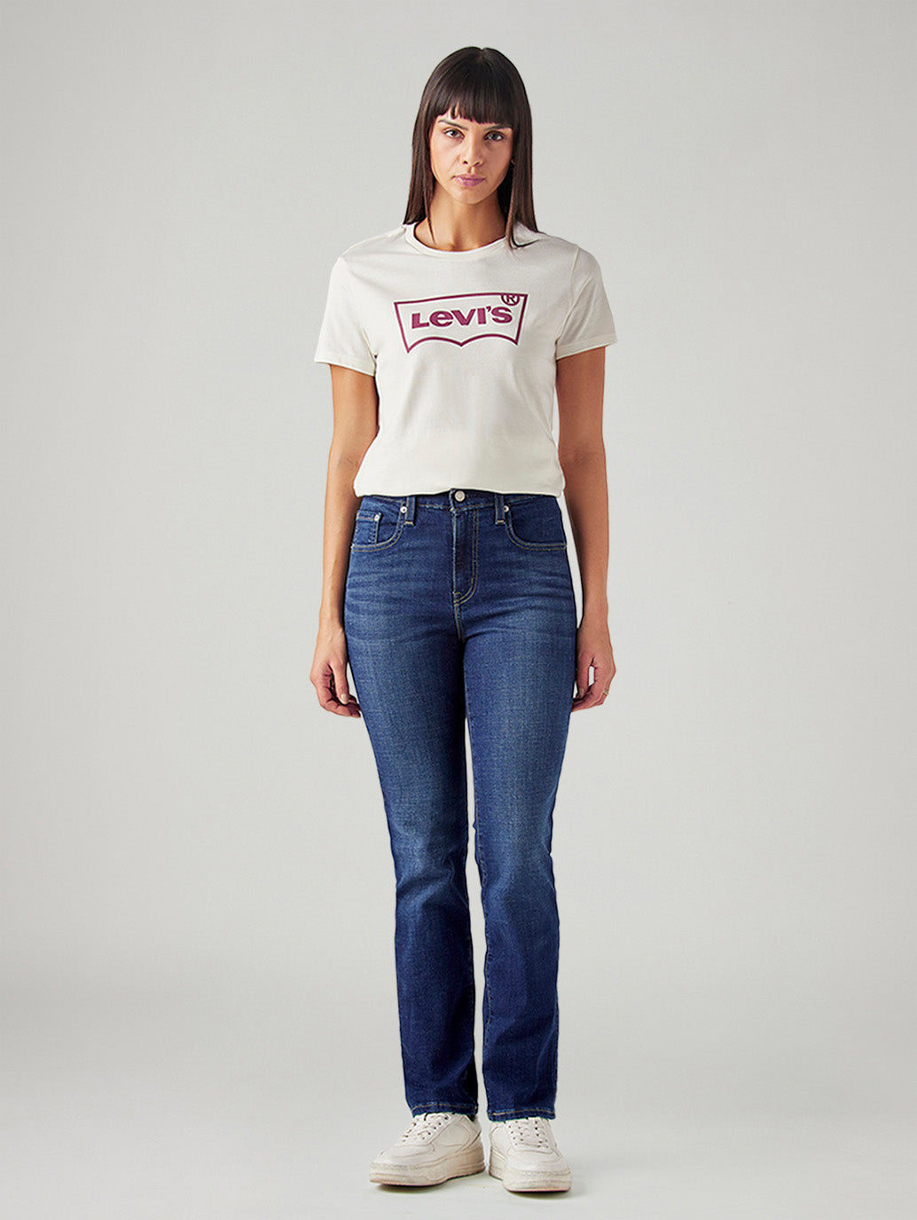 Women's 724 Dark Blue Slim Straight Fit High Rise Jeans - Front View