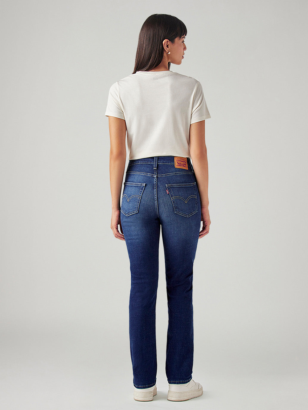 Women's 724 Dark Blue Slim Straight Fit High Rise Jeans - Back View