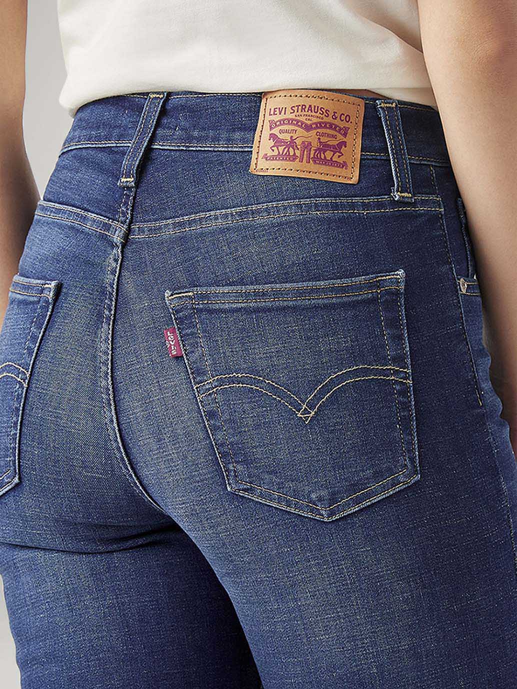 Women's 724 Dark Blue Slim Straight Fit High Rise Jeans - Detail View