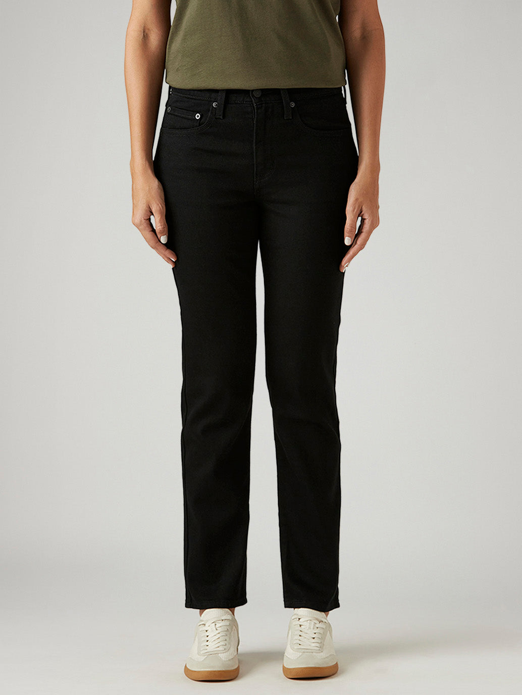 Women's 724 Black Straight Fit High Rise Jeans - Front View
