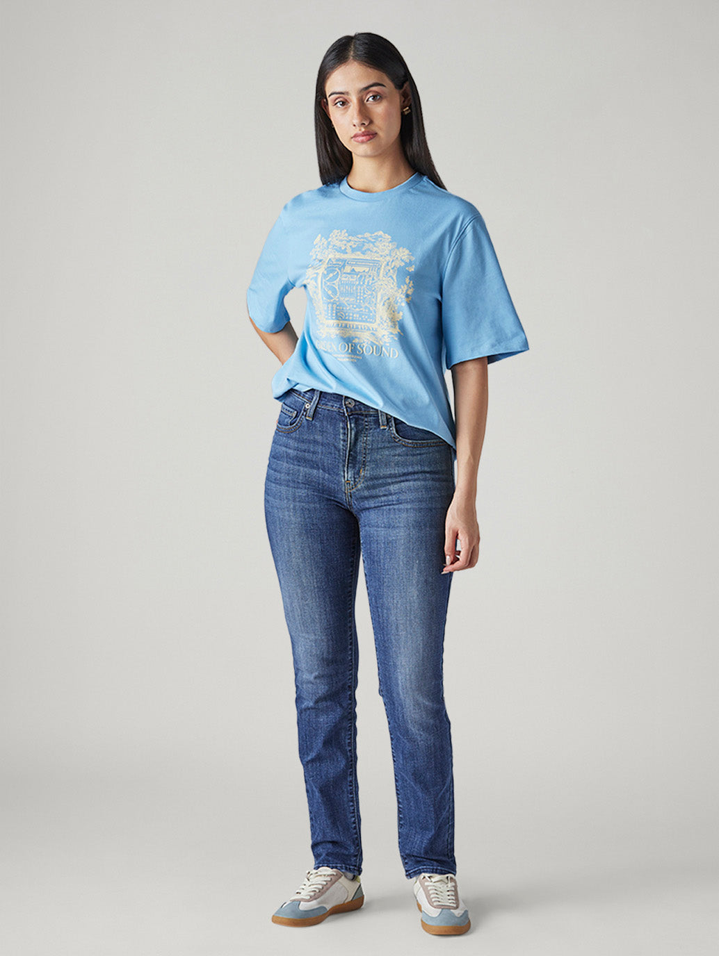 Women's 724 Blue Slim Straight Fit High Rise Jeans