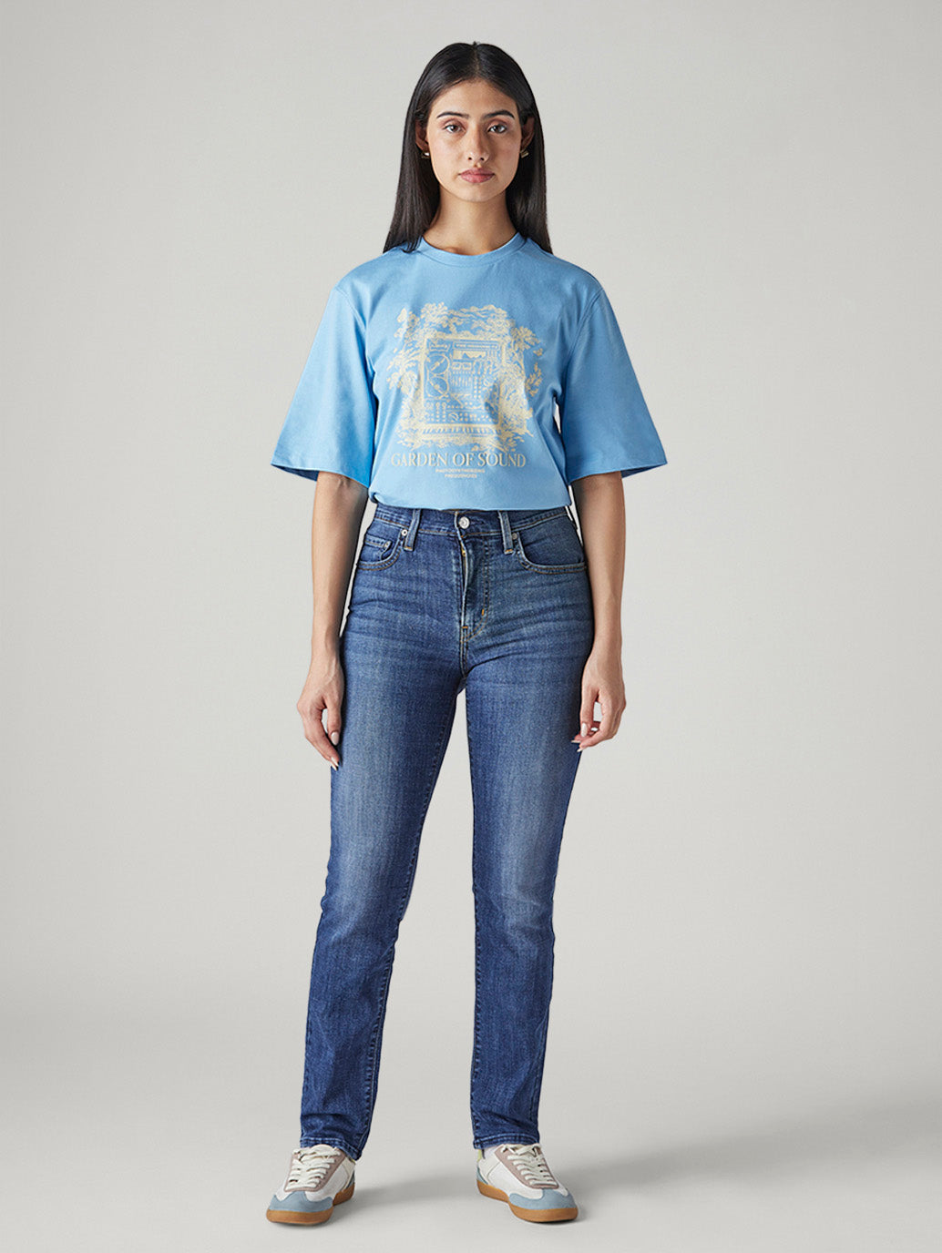 Women's 724 Blue Slim Straight Fit High Rise Jeans - Front View
