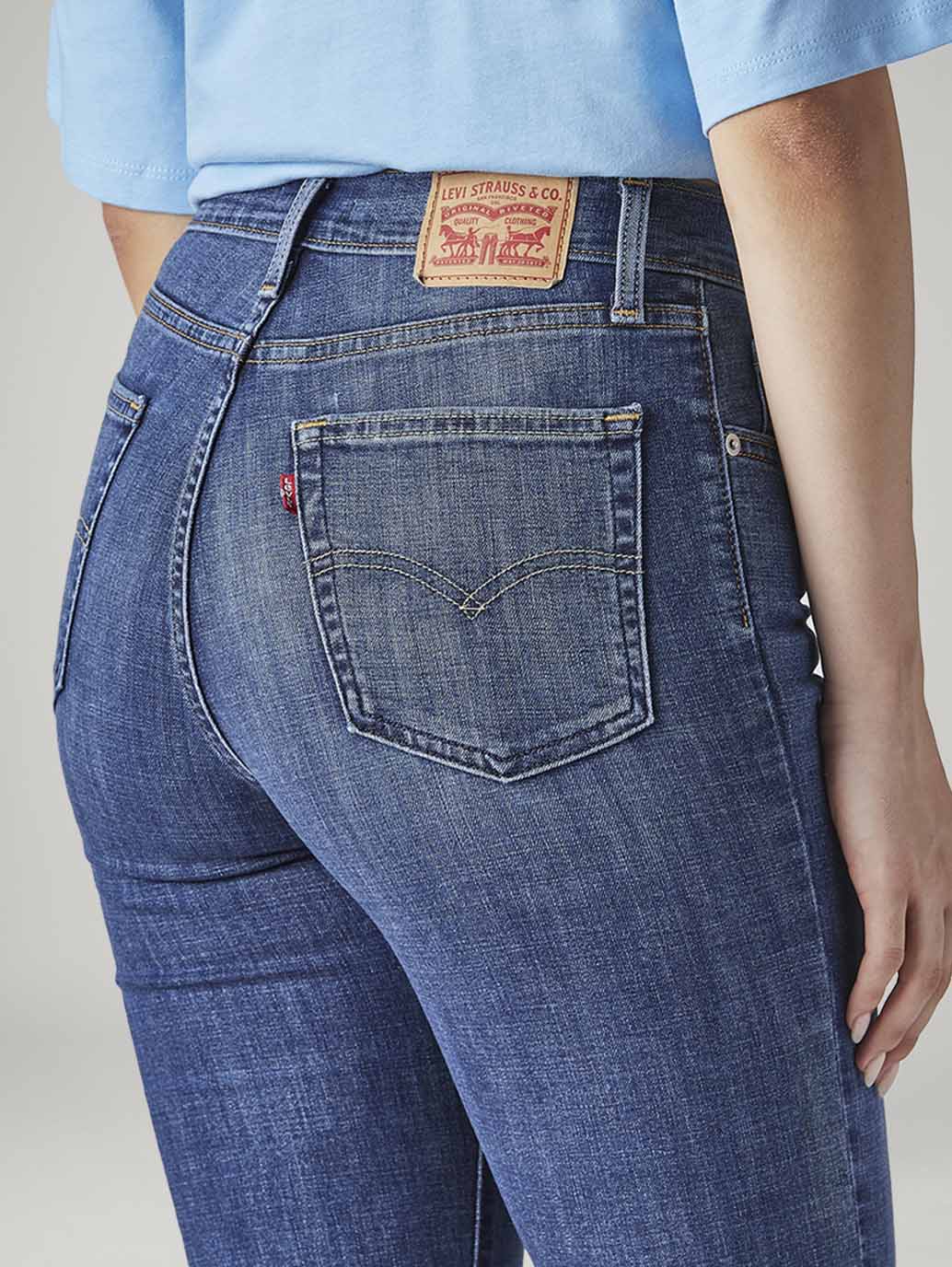 Women's 724 Blue Slim Straight Fit High Rise Jeans - Detail View