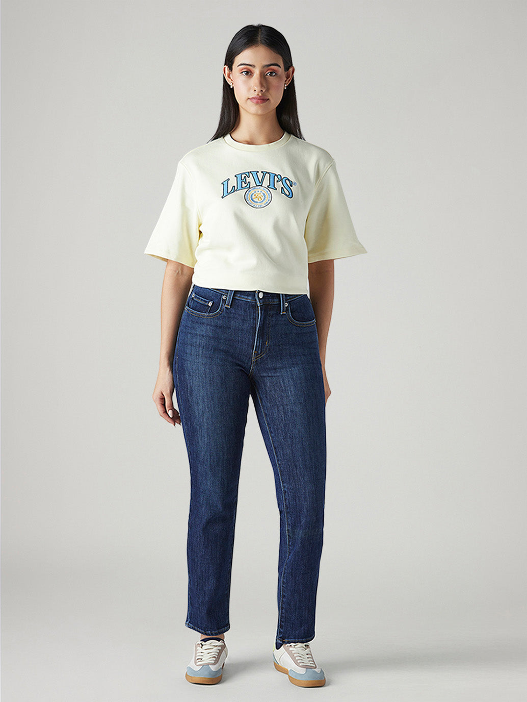 Women's 724 Dark Indigo Slim Straight Fit High Rise Jeans - Front View