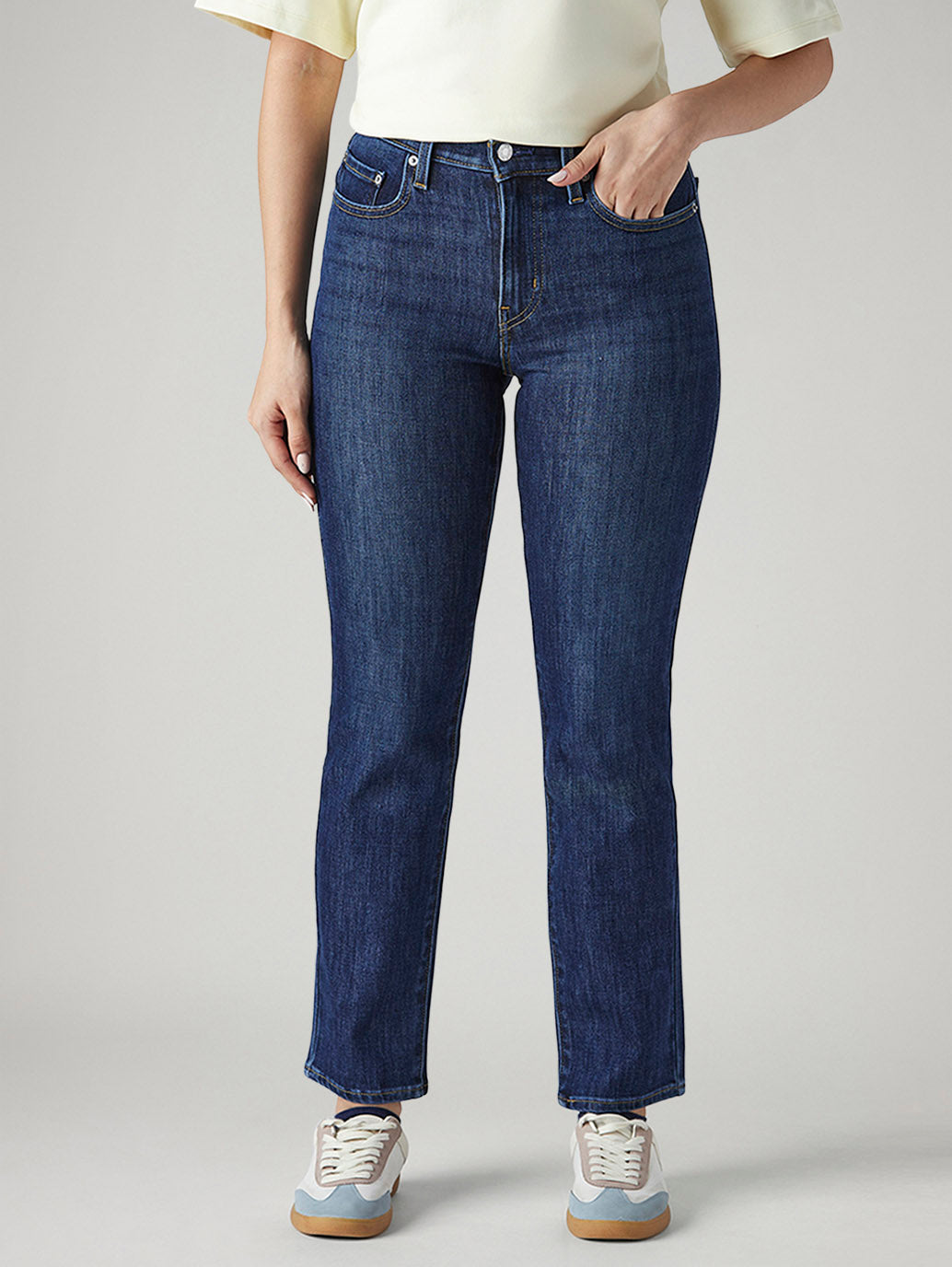 Women's 724 Dark Indigo Slim Straight Fit High Rise Jeans - Front View