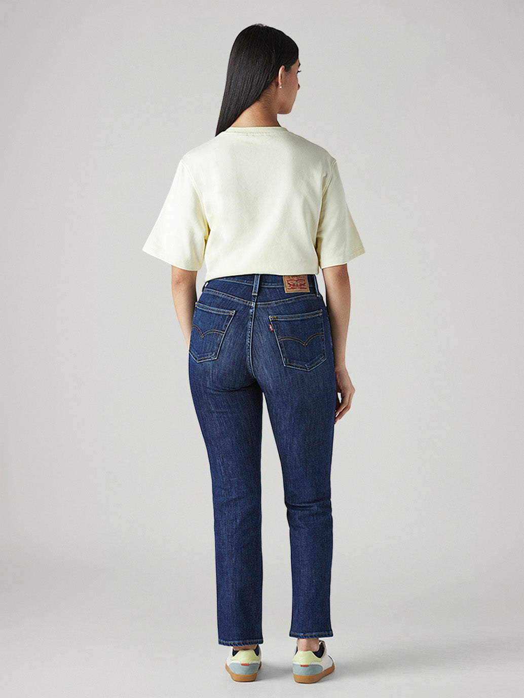 Women's 724 Dark Indigo Slim Straight Fit High Rise Jeans - Back View