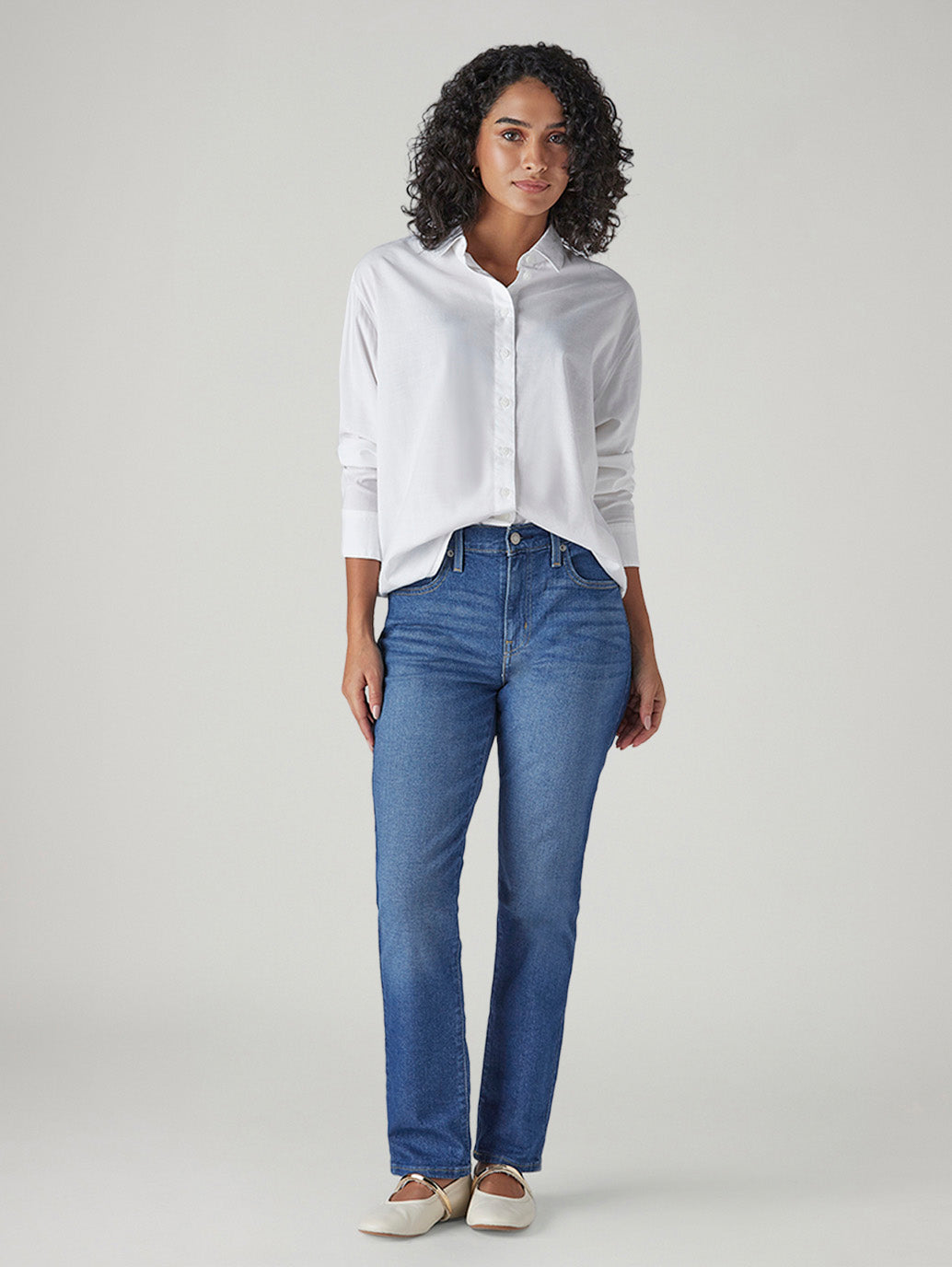 Women's 724 Blue Slim Straight Fit High Rise Jeans - Front View
