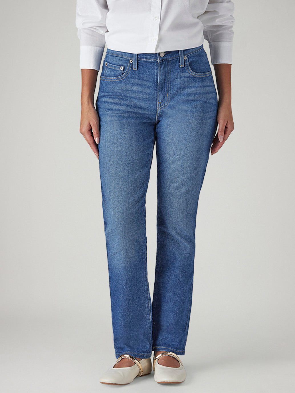 Women's 724 Blue Slim Straight Fit High Rise Jeans - Front View