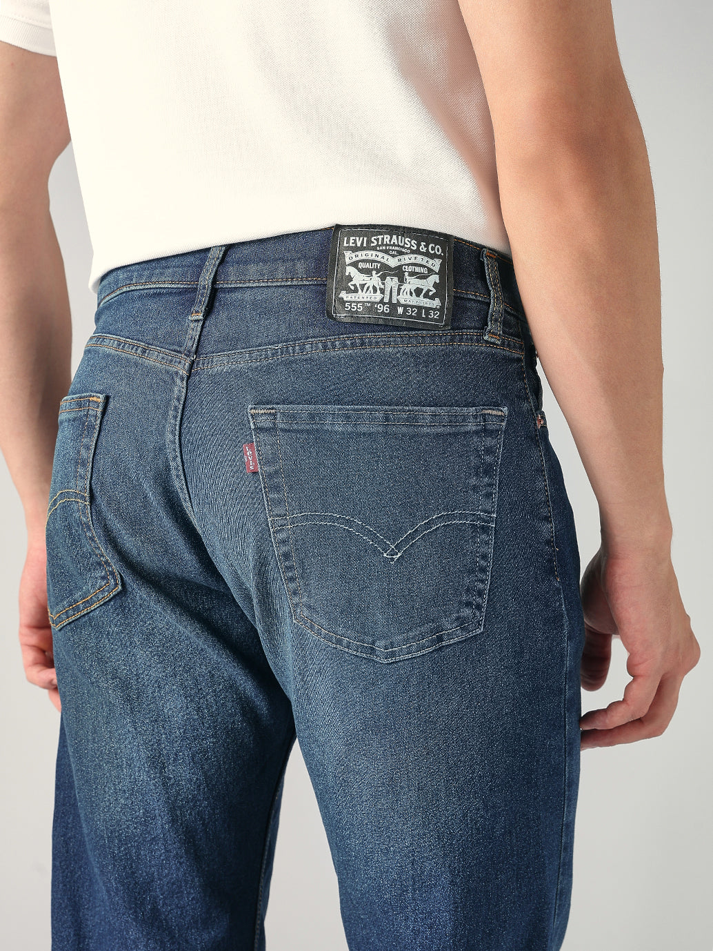 Men's 555 Blue Relaxed Straight Fit Mid Rise Jeans - 7888d8d7-ccf0-4345-a10b-49f14bd81884 View