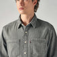 Men's Grey Solid Relaxed Fit Denim Shirt - caa4584f-d640-4d39-bc83-d430612e77b6 View