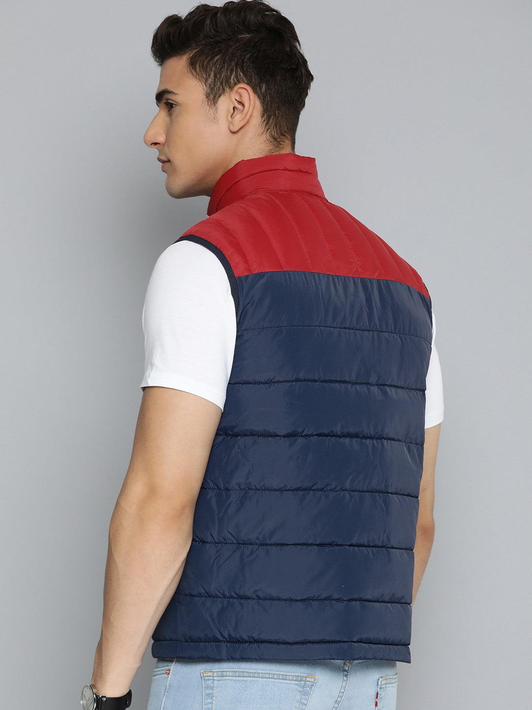 Men's Colorblock Navy High Neck Jacket - 6d5cba55-0d7c-4901-8f08-9b32110d16711695810816417-Levis-Men-Jackets-6961695810815903-4 View