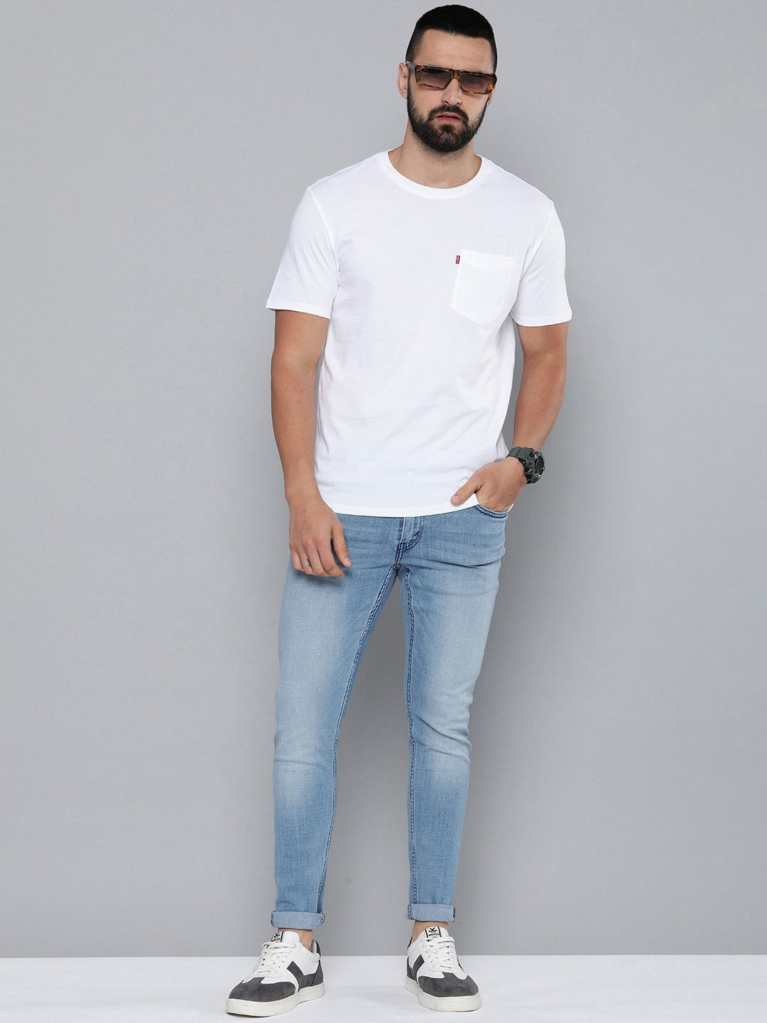 Men's Blue Skinny Fit Mid Rise Jeans